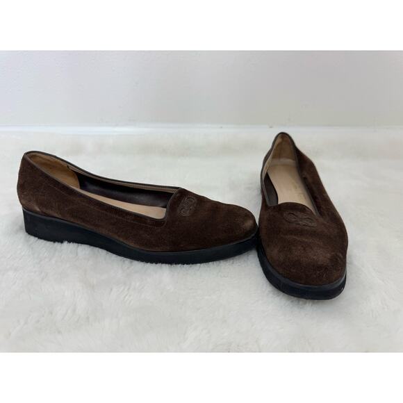 Salvatore Ferragamo Brown Suede Wedge Loafers 9.5 B - Picture 2 of 10